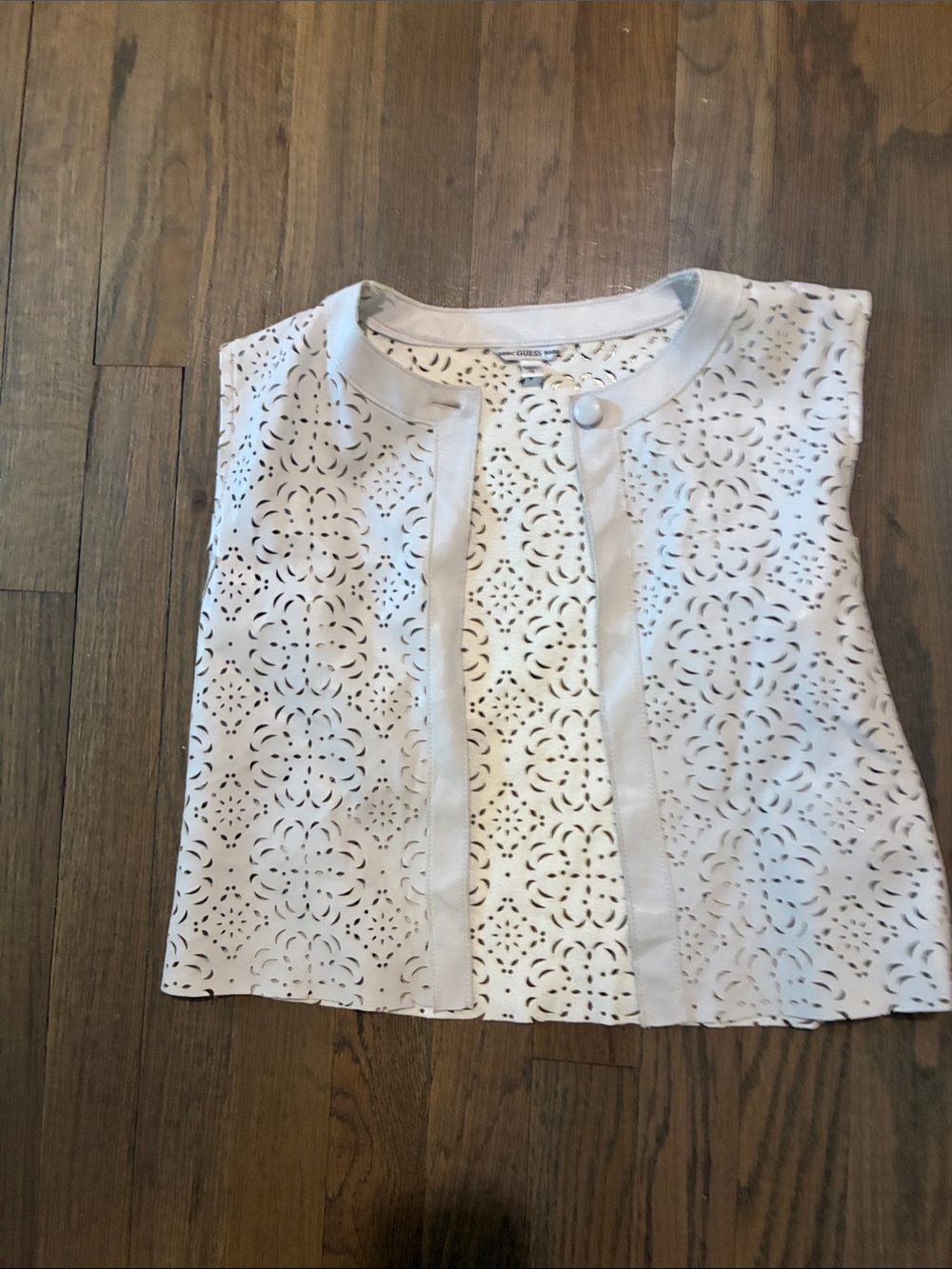 Guess White Eyelet Sleeveless Top